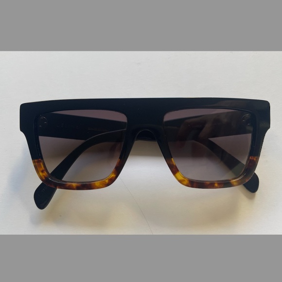 CELINE BLACK and TORTOISE RECTANGLE SUNGLASSES CL40013i 05F 55/19 - Picture 1 of 8